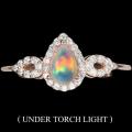 Natural Ethiopian Fire Opal AAA White Cubic Zirconia Gemstone Solid .925 Sterling 14K Rose Gold Ring