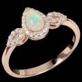 Natural Ethiopian Fire Opal AAA White Cubic Zirconia Gemstone Solid .925 Sterling 14K Rose Gold Ring