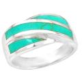 Modern Natural Turquoise, Gemstone Solid .925 Silver Ring Size 8 or Q