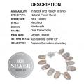 Handmade Natural Fossil Coral Ovals Gemstone .925 Sterling Silver Necklace