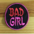 BDG767 Bad girl round badge patch