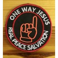 BDG782 One way Jesus hand badge patch
