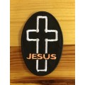 BDG778 Jesus cross oval badge patch