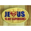 BDG827 Jesus is my superhero badge patch