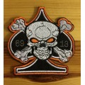BDG953 Skull with spade badge patch 9.5cm x 9.5cm