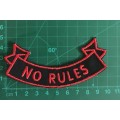 BDG987 No rules ribbon badge patch 10.5cm x 4.5cm Red