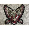 SALE!!! END OF RANGE Skull with wings goggles headlight badge patch LARGE