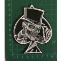 Skull with tophat and spade patch 10cm