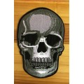 BDG1059 Scull grey and white badge patch 17.5 cm x 11.5cm