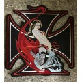 SALE!! END OF RANGE!! Girl in flames with fork  patch badge 26cm x 26cm