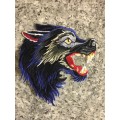END OF RANGE SALE!!!!  WOLF  badge patch IN BLUE facing right 13cm x 14cm