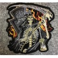 SALE!! END OF RANGE!! Large Reaper with flames and thombstone badge patch 30cm x 31cm