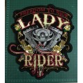 SALE!! END OF RANGE!! LARGE Lady Rider with pistons and flowers patch badge 31cm x 28cm