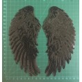 END OF RANGE SALE Black Medium Iron on sequins wings patches - set of 2 wings Each wing 19cm x 8.8cm