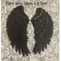 END OF RANGE SALE Black Medium Iron on sequins wings patches - set of 2 wings Each wing 19cm x 8.8cm