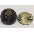 Punisher badge pin sturdy screw backside