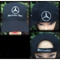 Black embroidered and printed cap with Mercedes Benz