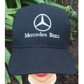 Black embroidered and printed cap with Mercedes Benz