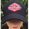 Printed black cap with motorcycle design - Suzuki