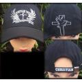 Printed black cap with motorcycle design - Christian design 2