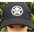 Printed black cap with punisher front and sides design 2