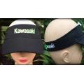 Black Ladies visor cap with motorcycle design Kawasaki