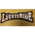 Live to ride eagle patch in white and orange 17.5cm x 6cm