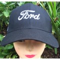 Embroidered and Printed black cap with Ford