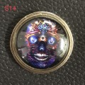 Quality Colourful skull dome pin on metal with screw