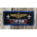 Top gun badge patch rectangle gold
