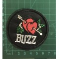 Hearts with arrow Buzz badge patch