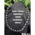 ROL01 Rolo 12mm link stainless steel  Necklace 60cm