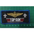 Top gun badge patch rectangle gold