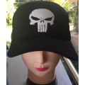 Printed black cap with punisher front and sides designs