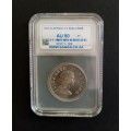 RARE GRADED COIN - 1954 SOUTH AFRICA 2.5 SCHILLING - AU 50