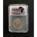RARE GRADED COIN - 1954 SOUTH AFRICA 2.5 SCHILLING - AU 50