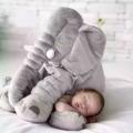 Stuffed Elephant Toy / Pillow for Baby - Grey