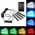 Car Voice-Activated LED Foot Light Strip Bar, Interior Decorative Colorful Atmosphere Lamp (KKHE)