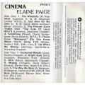 Elaine Paige - Cinema Cassette Tape