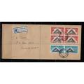 Union of South Africa - 1952 Centenary of 1st Issue of Cape Triangular Full Set of Pairs on Cover