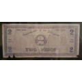 Philippine - 1942 2 Pesos Emergency Circulating Bank Note WWII - VG