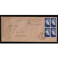 Union of South Africa - 1953 Coronation of QEII Block of 4 Stamps on Cover