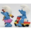 20446 & 20447 - Smurf Child with Doll & Smurf Child on Truck - Hand-Painted Originals