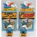 40201 - 4x Bobsled SuperSmurfs - Including Scarce `Yellow Scarf` Variety - Two Boxed