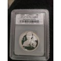 2008 SACGS graded Silver coin. PF 67 ultra cameo. Mahatma Gandhi