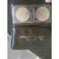 1969 English and Afrikaans R1 coins in holder.
