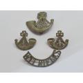 South African Witwatersrand Rifles cap and collar badges.