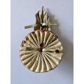 Italian WWII Grenadiers Badge with all original fastening plates and cloth backing.