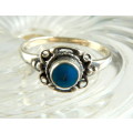 VINTAGE STERLING RING WITH TURQUOISE INNER. UNUSED
