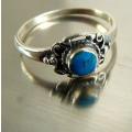 VINTAGE STERLING RING WITH TURQUOISE INNER. UNUSED